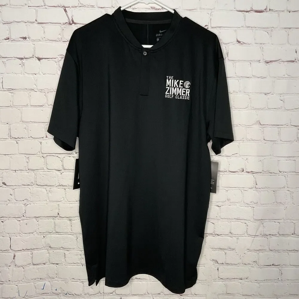 Nike Dri-Fit Men’s Large The Mike Zimmer Mock Neck Black Golf‎ Polo Shirt